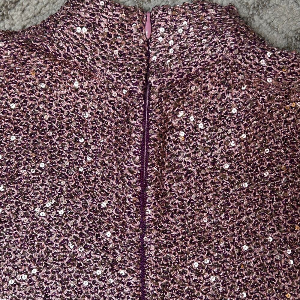 St. John pink sequins long sleeve mock neck stretch bodycon knit gown sz 14 - Picture 9 of 16